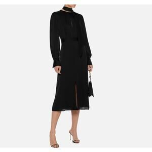 EQUIPMENT Calanne Satin Crepe de Chine Necktie Midi Dress Nordstrom 0 XS $628